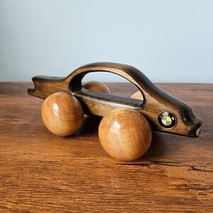 BMW 633CSI Handcrafted Wooden Car Sculpture Desk Accessory Massager Vtg 1980s